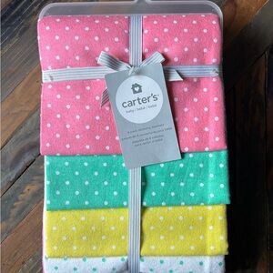 Carter's Colorful Polka Dot Baby Receiving Blankets - Pink, Green, Yellow, White